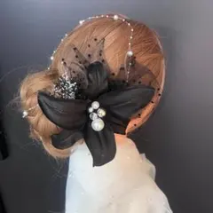 ha236 髪飾り 成人式 卒業式 袴 結婚式　着物　振袖　ゆり　ブラック