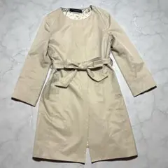 ユナイテッドアローズ ノーカラーコート 38 ベージュ ベルトリボン付