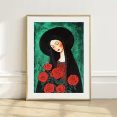 【開運絵画】聖なる薔薇と女性の気高さ 風水アート 作品番号 angel145