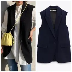 ZARA 定価1.2万 ザラ テーラードベスト ジレ ネイビー XS