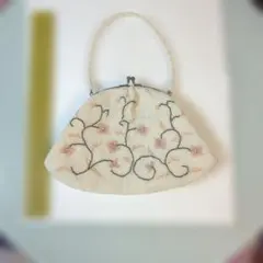 ビーズ刺繍 花模様 和装用バッグ