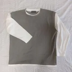 【SEASON REASON】 レイヤードカットソー Lサイズ グレー✕白