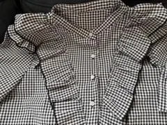 美品 INGNI フリルギンガムチェック長袖シャツ