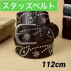 Y2K スタッズ 黒ベルト ウエスタン調 ターコイズ付き ロック系 アメカジ 男