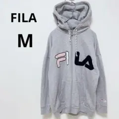 ⭐️美品⭐️ FILA グレー M ジップアップパーカー フード付き カジュアル