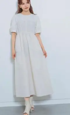 Ray BEAMS フクレジャカード キリカエ パフスリーブ ワンピース