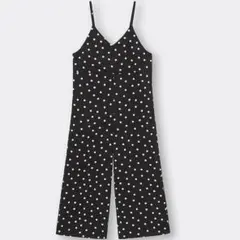 ドット柄 キャミソール サロペット　パンツ　ブラック