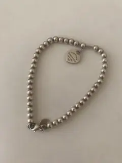 ティファニー　シルバー ビーズブレスレット ハートチャーム　ミント