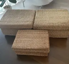 【廃盤品】無印良品　アバカ　カゴ蓋付き小物入れ　大2個&中1個