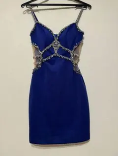 IRMA ビーズ装飾 タイトドレス 青