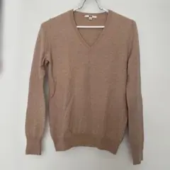 値下げ⭐︎UNIQLO 100%カシミヤ Vネックセーター M ピンクベージュ