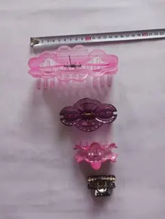 バレッタ4個　ピンク、黒