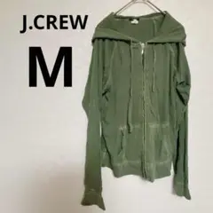 1点物❣海外古着✨J.CREW カーキ 緑 長袖 パーカー 【M】無地 春