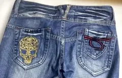 専用y2k❤️ 00s RED PEPPER スカル 刺繍 ローライズ フレアパ