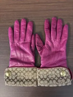 coach コーチ ピンク レザー手袋