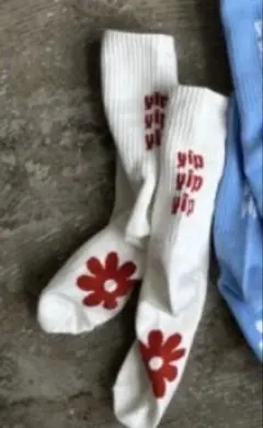 しまむら ぷーさん 花柄ソックス 中白