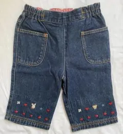 ファミリア familiar デニムパンツ　紺色　うさぎ　くま　　りんご