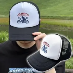 メッシュキャップ y2k ストリート ロサンゼルス バイク 帽子 ブラック