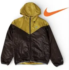 値下げ00's NIKE 中綿ナイロンジャケット フード付き ブラウン/イエロー