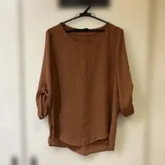 ZARA ブラウン 五分袖 シャツ M