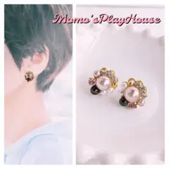 ビジューピアス / フェイクパール ビジュー キラキラ 高見え