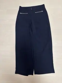 ネイビー ワイドレッグ スラックス
