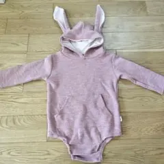 ウサギ耳付きピンクロンパース　80cm