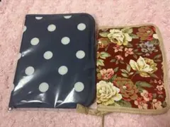 母子手帳ケース 2点セット お薬手帳 通帳 カードケース ポーチ ドット 花柄