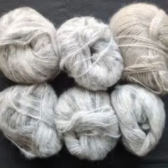 モヘア調毛糸 6玉セット グレー系