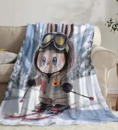 ⭐︎1月3日までの特別価格⭐︎スキーをしてるラブブブランケット70cm*100cm