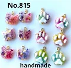 815 ハンドメイドパーツ　レジンパーツ　ねこチャーム　肉球　イヤリング　ピアス