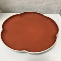 深川製磁 プレート 皿 花型 赤色