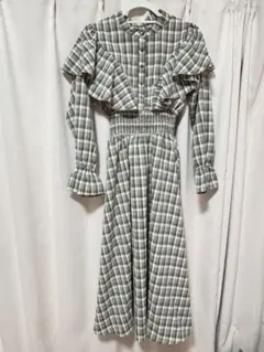 GRL チェック柄フリルワンピース 長袖ワンピース