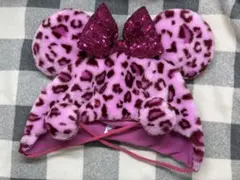 ピンクヒョウ柄ミニーファンキャップ