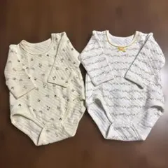 キルト生地　長袖ロンパース　80cm