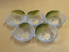 ガラス製 片口小鉢 5客セット グリーン 雫型 豆鉢のサムネイル