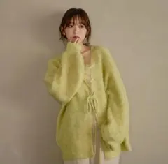 mideal 2waymixcolorlaceupcardigan