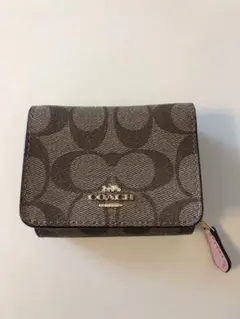 COACH モノグラム 三つ折り財布 ブラウン