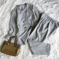 美品✨グリーンレーベルリラクシング◇ダブルクロス パンツセットアップ
