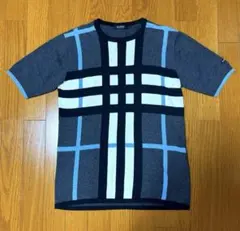 【希少・美品】 BURBURRY BLACK LABEL半袖ニット　メガチェック