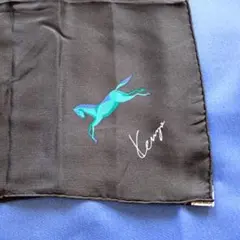 KENZO シルクスカーフ 黒地 馬デザイン