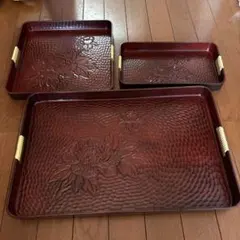 漆黒 沈朱牡丹 一膳盆 長方形 2点 - メルカリ