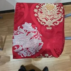 N*i様 帯 赤 花柄刺繍