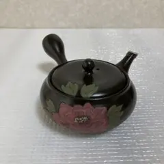 昭和レトロ 陶器製 牡丹柄 芍薬柄 横手 急須 網茶こし付き 茶器 茶道具 食器