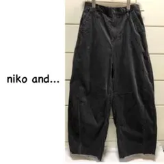 ニコアンド　細　コーデュロイ　コクーン　ワイドパンツ　L 墨黒　コクーンパンツ