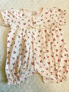 Petit main チェリー柄ロンパース