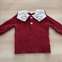アプレレクール　くま　ニットセーター　赤　90cm