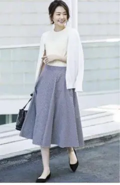 UNIQLO サーキュラースカート(ギンガムチェック)ネイビー 未使用タグ付