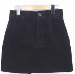 GU コーデュロイ　台形スカート　ミニ　ブラック　Ｓサイズ