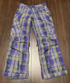 Burtonスノーボードパンツ 紫/黄色 チェック柄